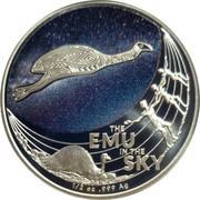 1 Dollar - Elizabeth II 6th Portrait - Star Dreaming - Emu in the Sky, Australia, 2020 reverse image