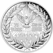 1 Dollar - Elizabeth II 6th Portrait - 75 Years End of WWII - Silver Proof, Australia, 2020 reverse image