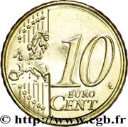 10 Euro Cents 2nd type, 2nd map reverse image