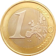 1 Euro 1st type, 1st map reverse image