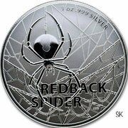1 Dollar - Elizabeth II 6th Portrait - Redback Spider; Silver Bullion Coin, Australia, 2020 reverse image
