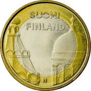 5 Euros Helsinki and Uspenski Cathedrals obverse image