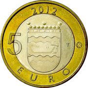 5 Euros Helsinki and Uspenski Cathedrals, Finland, 2012 reverse image