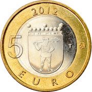5 Euros Lumberjack's Candle Bridge, Finland, 2012 reverse image