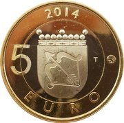 5 Euros Black-throated Loon, Finland, 2014 reverse image