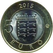 5 Euros Stoat, Short-tailed weasel, Finland, 2015 reverse image