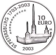 10 Euros Mannerheim and St. Petersburg reverse image