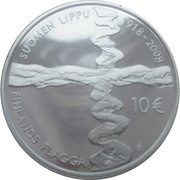 10 Euros Finnish Flag, Finland, 2008 reverse image