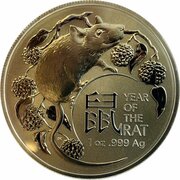1 Dollar - Elizabeth II 6th Portrait - Year of the Rat - Silver reverse image