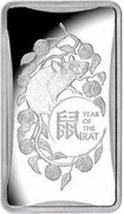 1 Dollar - Elizabeth II 6th Portrait - Year of the Rat; Silver Bullion Bar reverse image