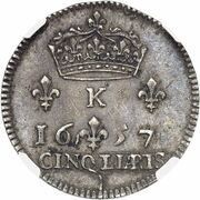 5 Liards or Sol Parisis - Louis XIV reverse image