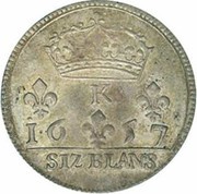 6 Blancs or Double Sol Parisis - Louis XIV reverse image