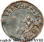 Denier Tournois - Henri III Rennes, France, 1577-1588 reverse image
