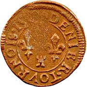 Denier Tournois - Henri III Tours, France, 1580-1589 reverse image