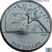 1 Dollar - Elizabeth II 6th Portrait - The Great Aussie Coin Hunt 2 - Letter E, Australia, 2021 reverse image