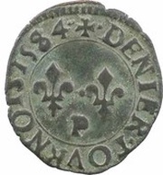 Denier Tournois - Henri III Dijon, France, 1584-1590 reverse image