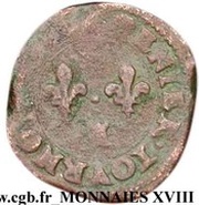 Denier Tournois - Henri IV Tours, France, 1590-1592 reverse image