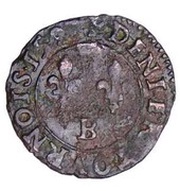 Denier Tournois - Henri IV Dieppe; Latin text, France, 1593-1594 reverse image