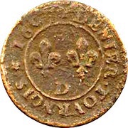 Denier Tournois - Henri IV Dauphiné, France, 1607 reverse image