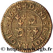 Denier Tournois - Henri IV Dauphiné, France, 1607-1608 reverse image