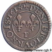Denier Tournois - Louis XIII Nantes; 1st type, France, 1610-1614 reverse image