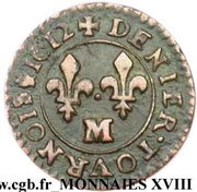 Denier Tournois - Louis XIII Toulouse, France, 1611-1612 reverse image