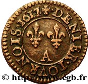Denier Tournois - Louis XIII Paris; 1st type reverse image