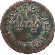 Denier Tournois - Louis XIII Lyon; 2nd type, France, 1613-1615 reverse image
