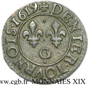 Denier Tournois - Louis XIII Poitiers; 1st type, France, 1618-1622 reverse image