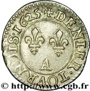 Denier Tournois - Louis XIII Paris; 2nd type reverse image