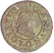 Denier Tournois - Louis XIII Riom mint; 2nd type obverse image