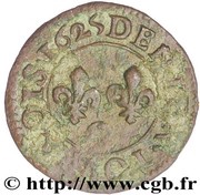 Denier Tournois - Louis XIII Riom mint; 2nd type, France, 1624-1626 reverse image