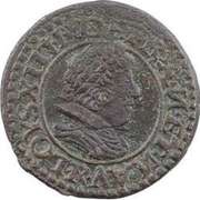 Denier Tournois - Louis XIII Villeneuve mint; 3rd type obverse image