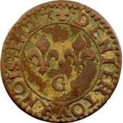 Denier Tournois - Louis XIII Poitiers mint; 2nd type, France, 1626-1627 reverse image