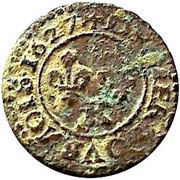 Denier Tournois - Louis XIII Bordeaux mint; 2nd type, France, 1627-1628 reverse image