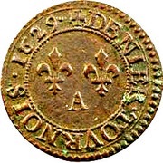 Denier Tournois - Louis XIII Paris mint; 5th type, France, 1630 reverse image