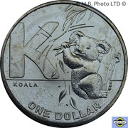 1 Dollar - Elizabeth II 6th Portrait - The Great Aussie Coin Hunt 2 - Letter K, Australia, 2021 reverse image