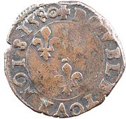 Double Tournois - Henri III Rennes mint, France, 1577-1588 reverse image