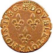 Double Tournois - Henri III Poitiers mint, France, 1580-1591 reverse image