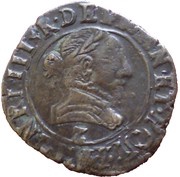 Double Tournois - Henri III Dauphiné mint; 2nd type obverse image