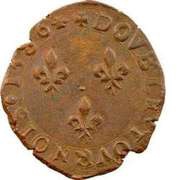 Double Tournois - Henri III La Rochelle mint; 2nd type, France, 1586 reverse image