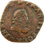 Double Tournois - Henri III La Rochelle mint; 4th type; small portrait obverse image