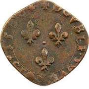 Double Tournois - Henri III La Rochelle mint; 4th type; small portrait, France, 1586 reverse image