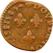 Double Tournois - Henri III La Rochelle mint; 3rd type, France, 1587-1589 reverse image