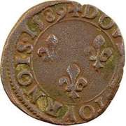 Double Tournois - Henri III Tours mint; 2nd type, France, 1588-1589 reverse image