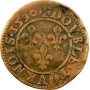 Double Tournois - Henri IV Châlons-sur-Marne mint; 1st type, France, 1590 reverse image