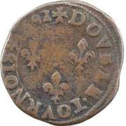 Double Tournois - Henri IV Tours mint, France, 1590-1592 reverse image
