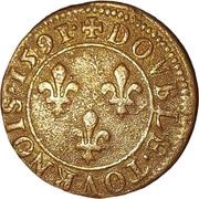 Double Tournois - Henri IV Châlons-sur-Marne mint; 2nd type, France, 1591-1592 reverse image