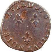 Double Tournois - Henri IV La Rochelle mint; Latin text, France, 1592-1594 reverse image