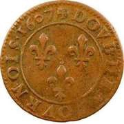 Double Tournois - Henri IV Lyon mint; Type 1B, France, 1607 reverse image